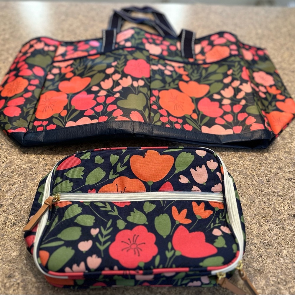 Floral Tote and Pouch Set
